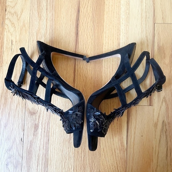 Donald Pliner Willow Beaded Square Toe Heels Sandals - Picture 3 of 10